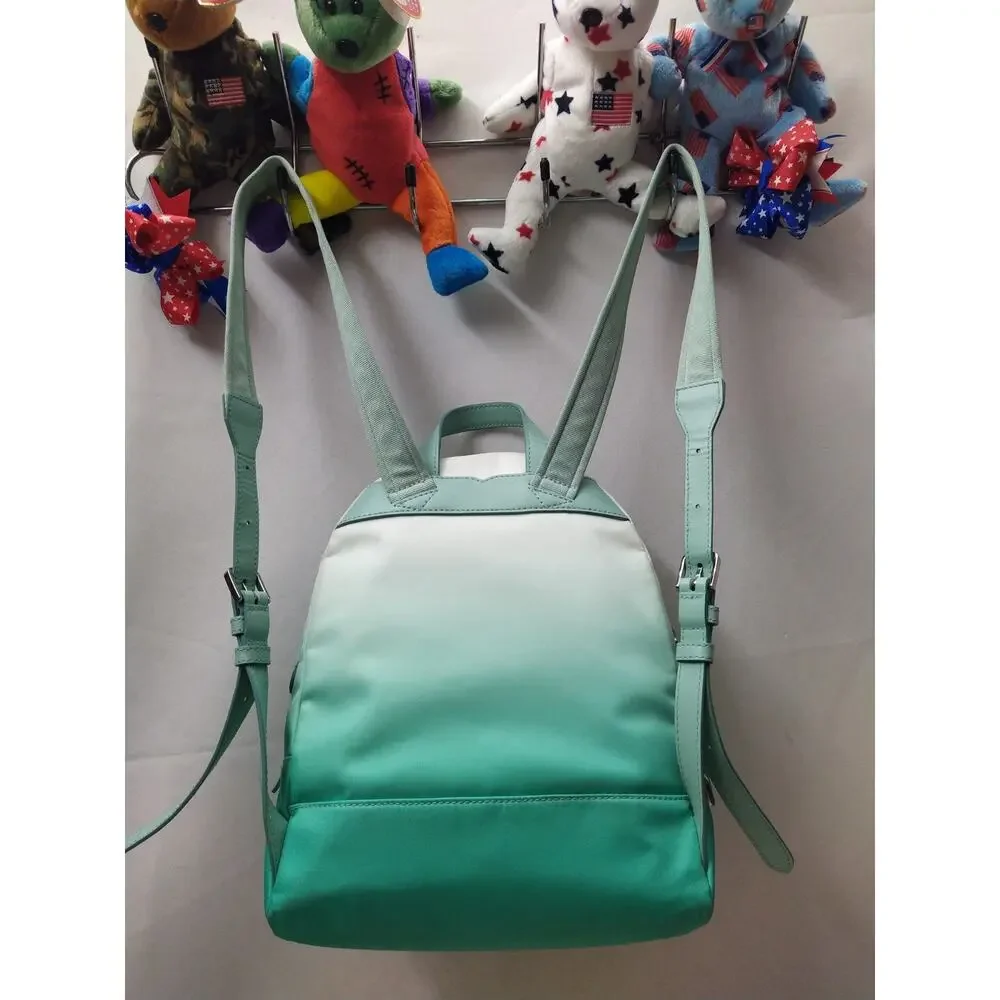 Kate Spade New York Blue White Nylon Zippers Top Handle Backpack